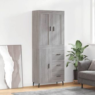 vidaXL Vidaxl - Aparador Alto Madera Contrachapada Gris Sonoma 69,5x34x180 Cm
