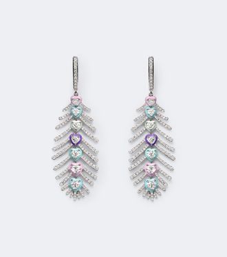 Kamyen Jewellery Candy Crush Feather 18kt white gold drop earrings with diamonds
