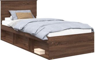 vidaXL Estructura De Cama Con Cabecera Roble Marr&oacute;n 90 X 200 Cm Vidaxl