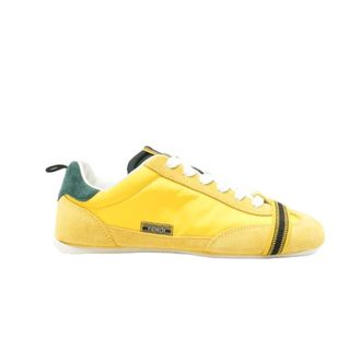 Fendi Schoenen, Dames, Geel, 37 1/2 EU, Leer, Suede-Trim Panelled Sneakers