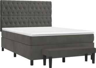 vidaXL Vidaxl - Cama Box Spring Con Colch&oacute;n Terciopelo Gris Oscuro 140x200 Cm