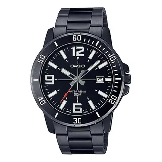 Casio Casio Dress Classic Analog Watch Metallic Black White MTP-VD01B-1BV