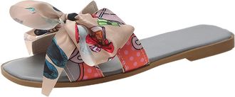 Generic Square Toe Sandal For Women Fashion Flat Sandals Ribbon Adorned Sandals Retro Casual Sandal Open Toe Shoe Wide Slip On Shoe Comfortable Walking Shoes 