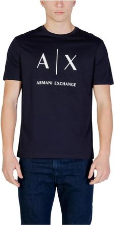 A|X Armani Exchange T-shirt van katoen met ronde hals en korte mouwen - Heren - T-shirts - Blauw - L - Katoen - Tops