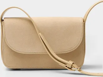 Simons Womens Minimalist faux-suede crossbody bag