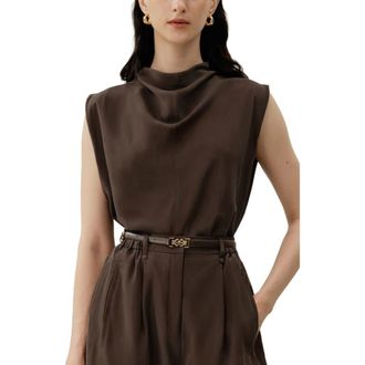 LilySilk Silk Habotai Sleeveless Top in Toffee at Nordstrom, Size X-Small