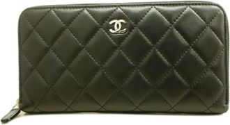 Chanel Black Leather Long Wallet (Bi-Fold) (Pre-Owned)