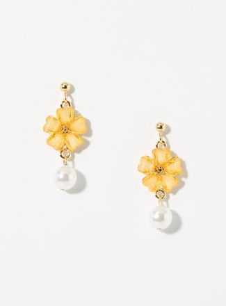 Simons Womens Flower and pearl earrings