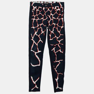 Roberto Cavalli Black Denim Printed Detail Skinny Jeans