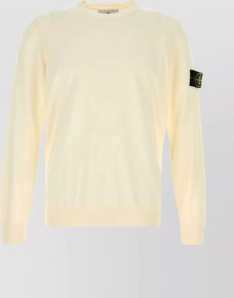 Stone Island wool crew neck sweater with ribbed cuffs
