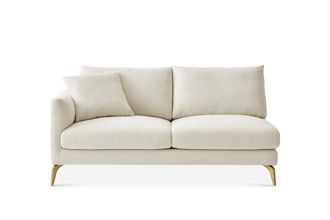 Castlery Lena Left Facing 2 Seater Sofa, Cream, Brass Legs, Spill-Resistant, Removable Covers for Women