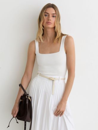 Reiss White Square-neck Compact-knit Vest, XL