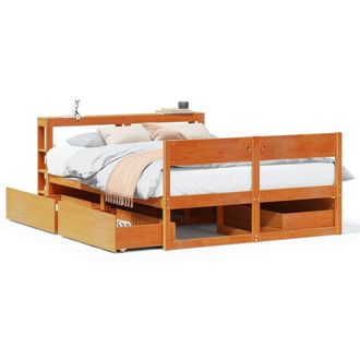 Berkfield Home Bed Frame without Mattress Wax Brown 135x190 cm Double Solid Wood Pine