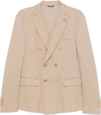 Daniele Alessandrini 15 Giacca D/ptt Sfoderata Bottoni Oro - Heren - Blazers - Beige - 2XL - Jassen