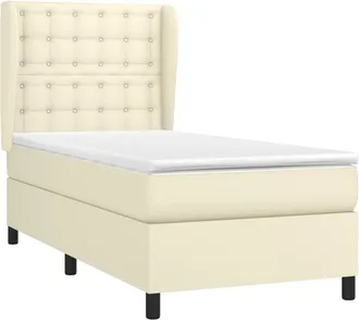 vidaXL Cama Box Spring Con Colch&oacute;n Cuero Sint&eacute;tico Crema 80x200 Cm Vidaxl