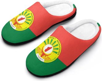 Generic Flag of Madagascar National Emblem Slippers Men Winter Warm Cotton Anti-Slip Indoor Slip-Ons House Shoes