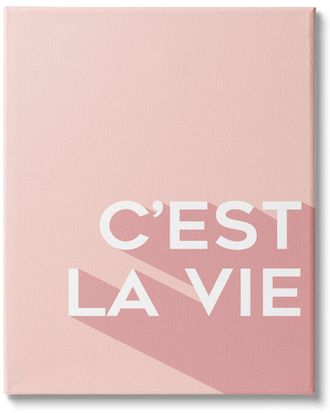 Stupell Industries Cest La Vie French Phrase Pink Pop Typography Stretched Canvas Wall Art By Anna Quach