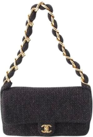 Chanel Borsa a spalla Chanel Pre-owned trapuntata in tweed - - Pre-owned - Donna - Nero - ONE SIZE