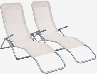 Sweeek Set di 2 lettini prendisole in textilene 2 posizioni