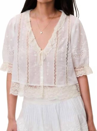 LoveShackFancy Maurelle Cotton Lace Blouse In White