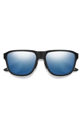 Smith Embark 58mm ChromaPop Polarized Square Sunglasses in Matte Black /Chromapop Blue at Nordstrom