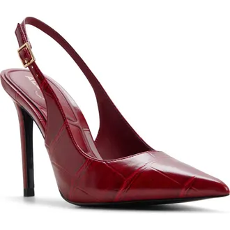 Aldo Stessysling 2.0 Croc Embossed Slingback Pump in Dark Red at Nordstrom, Size 7.5
