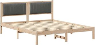 vidaXL Estructura De Cama Con Cabecera Tapizada Gris Oscuro Vidaxl