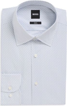 BOSS Hank Slim Fit Stretch Cotton Dress Shirt in Light/Pastel Blue at Nordstrom, Size 16.5 - R