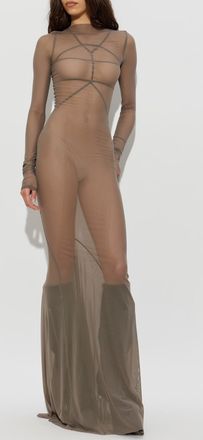 Rick Owens Long Transparent Dress, Womens, Grey