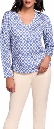 Tribal V-Neck Knit Top In Ultra Blue
