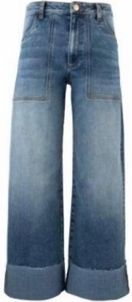 Kut from the Kloth Womens Meg High Rise Wide Legs Roll Up Hem Jeans In Blue