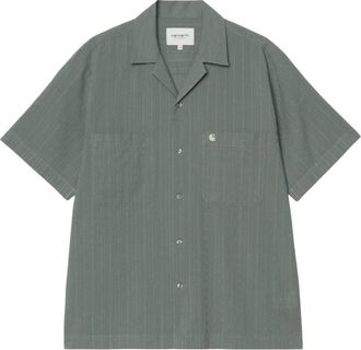Carhartt Work in Progress S/S Gareth Shirt - Heren - Korte mouwen Overhemden - Groen - XS - Katoen - Overhemden
