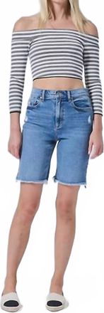 Sneak Peek Bermuda Shorts With Slight Hip Distressing In Medium Dark