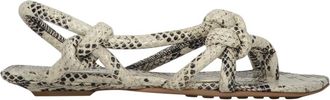 Bottega Veneta Sandalen met slangenprint van leer - Dames - Sandalen - Grijs - 37 EU - Leer - Schoenen