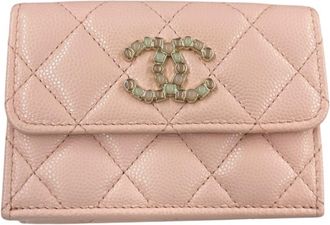 Chanel Pink Leather Wallet (Tri-Fold) (Pre-Owned)