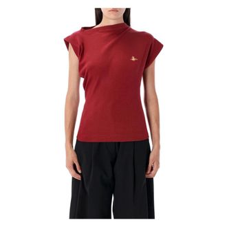 Vivienne Westwood T-Shirts, female, Red, Size: 2XS Red Ribbed Hebo Topwear Aw25