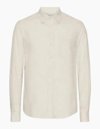 Colorful Standard Mens Colorful Standard Mens Long Sleeve Linen Shirt - Ivory White - Size: 38/Regular