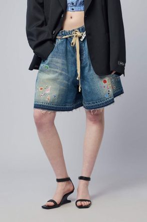 Miharayasuhiro Denim Gather Shorts W Kids Sticker