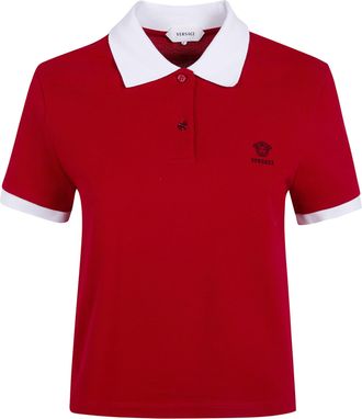 Versace Polo Piquet With Logo And Medusa Embroidery
