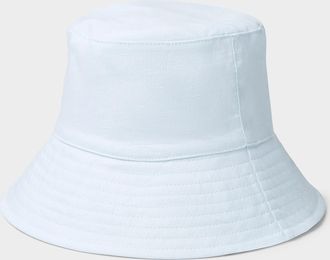 Simons Womens Wide-brim pure linen bucket hat