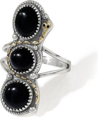 Tiramisu Silver Plated 5.65 Ct. Tw. Black Onyx Statement Ring