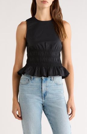 Staud Culver Smocked Sleeveless Top in Black at Nordstrom, Size X-Small