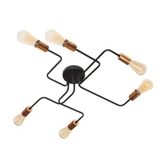 Netlighting Tube Multi Arm Semi Flush Ceiling Light Black Copper 75cm
