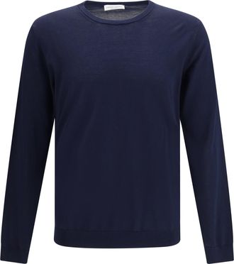 Roberto Collina Mens Cotton Crew Neck Sweater Navy
