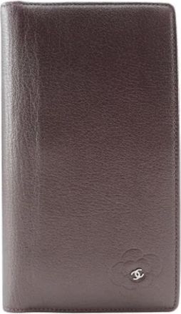 Chanel Pre-owned Vintage lange portemonnee (bi-fold) - Dames - Vintage Accessoires - Bruin - ONE Size - Leer - Vintage