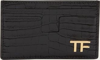 Tom Ford Mens T Line Alligator-Print Card Holder