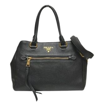 Prada Pre-owned Handbags, female, Black, Size: ONE SIZE Pre-owned Leather 2way Bag