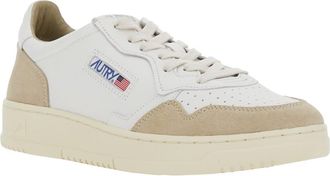 Autry medalist Low White Low Top Sneakers With Side Logo Detail In Leather And Suede Man