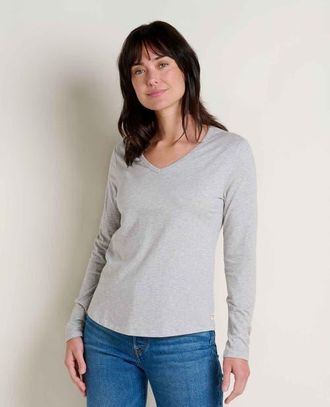Toad & Co Marley Long Sleeve V-Neck Tee in Light Heather Grey at Nordstrom, Size X-Small