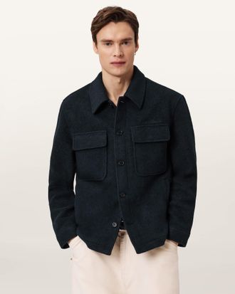 AllSaints Main: 60% Polyester, 40% Wool Cayson Wool Blend Jacket, Size: XXL